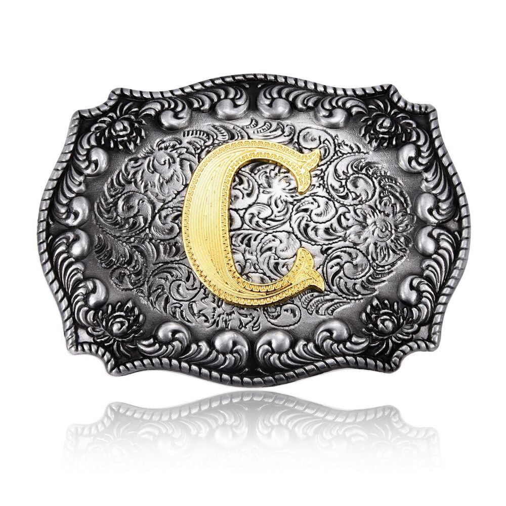 1004 Western Initial Letters Belt Buckle ABCDEFG to Z Cowboy Alphabet